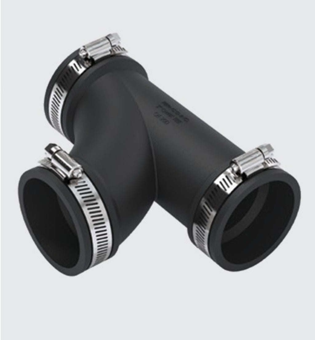 Fernco Tee Square Flexible EDPM Junction Plumbing PT118 110mm uPVC Soil Pipe 4"