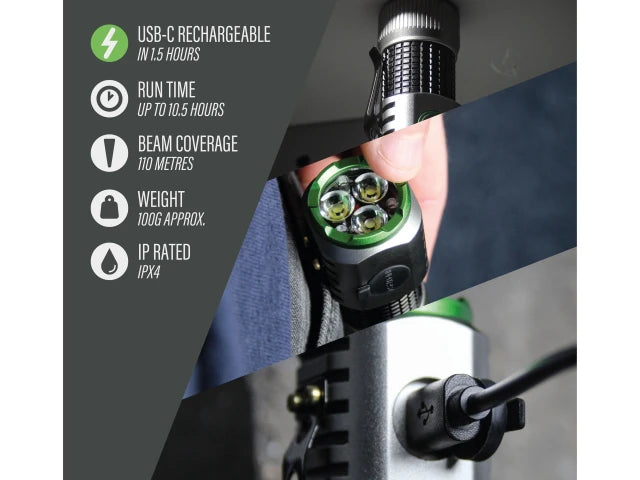 Lighthouse LED Mini Hand Torch Nano 1000 Lumen Rechargeable 110M Beam Distance