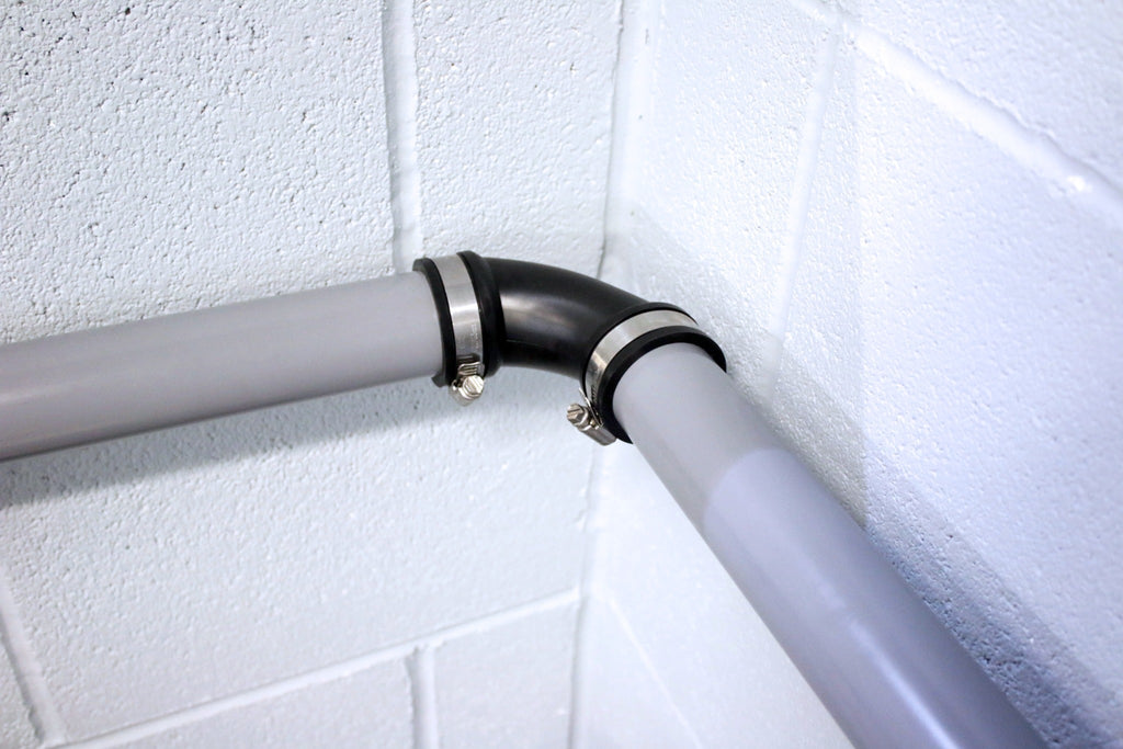 Fernco EPDM elbow installed on pipe